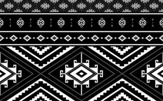 Ethnic pattern vector, Abstract seamless fabric design, Black and white geometric background vector