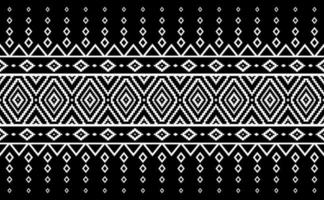 Ethnic pattern vector, Abstract seamless geometric background, Graphic black and white fabric vector