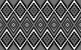Ethnic pattern vector, Abstract geometric background, Black and white seamless fabric design vector