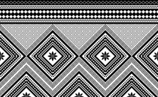 Ethnic pattern vector, Abstract seamless geometric background, Black and white fabric design. vector