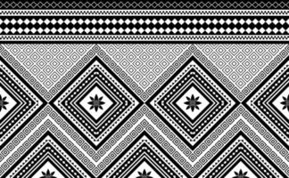 Ethnic pattern vector, Abstract seamless geometric background, Black and white fabric design. vector