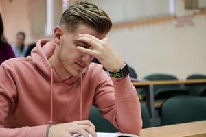 the student has a headache in class photo