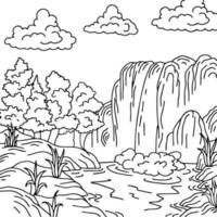 Print Design Nature Landscape Outline Coloring Page vector