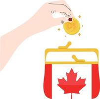 bandera canadiense dibujada a mano, dólar canadiense dibujado a mano vector