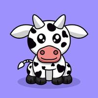 ilustración premium de vaca linda y animal chibi vector