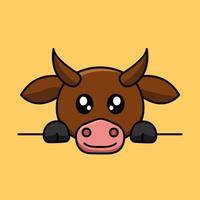 Premium illustration of cute cow and chibi animal vector