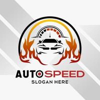 car automotive logo design in creative abstract style with rpm and fire element in circle. Fast and Speed logo template vector. automotive logo premium illustration vector