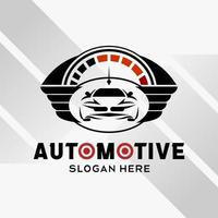 car automotive logo design in creative abstract style with wings and rpm elements. Fast and Speed logo template vector. automotive logo premium illustration vector