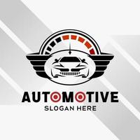 car automotive logo design in creative abstract style with wings and rpm elements. Fast and Speed logo template vector. automotive logo premium illustration vector