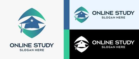 online study logo design template, graduation cap with silhouette in rhombus. simple and cool education logo illustration vector