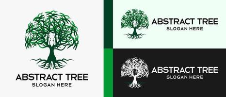 abstract tree logo design template with creative concept. premium vector logo illustration