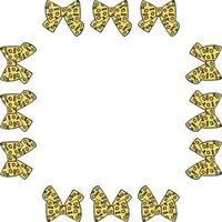 Square frame with cute yellow bow on white background. Vector image.