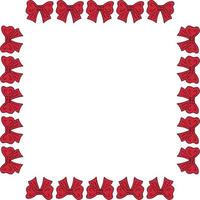 Square frame with cute red bow on white background. Vector image.