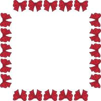 Square frame with cute red bow on white background. Vector image.