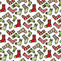 Seamless pattern of multicolored socks on white background. Vector image.