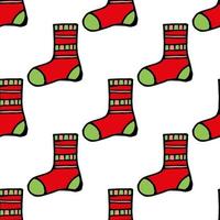 Seamless pattern with cute red socks on white background. Vector image.