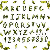 el alfabeto de plantas y números sobre fondo blanco. imagen vectorial vector