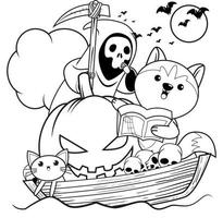 Halloween coloring book with cute husky vector