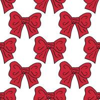 Seamless pattern with cute red bow on white background. Vector image.