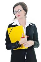 business woman hold papers and folder photo