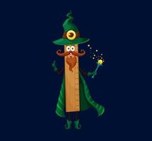 Cartoon school ruler mage or warlock character vector