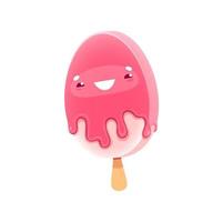 Cartoon ice cream dessert, strawberry popsicle vector