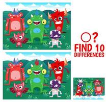 Find ten differences between monster characters vector