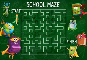 Labyrinth maze game with education hero characters vector