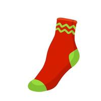 Sock. Element of children clothing for the foot. Bright color. Funny object isolated on white. Flat cartoon vector