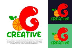 alphabet G logo and fresh citrus fruit in modern style. vector