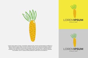 Logotipo de 1 número hecho de piña. caligrafía hecha a mano de frutas para identidad agrícola, tarjetas de restaurante, camisetas para niños, estampados de verano, etc. vector