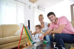 family drawing on school board at home photo