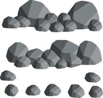 Muro de piedras naturales y rocas grises lisas y redondeadas. elemento de bosques, montañas y cuevas con adoquines. ilustración plana de dibujos animados vector