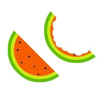 Watermelon. Fruit is eaten. Summer food icon. Flat cartoon isolated on white vector