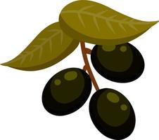 Olive. Green vegetable on branch with leaves. Element of oil and a healthy diet. Cartoon flat illustration isolated on white vector