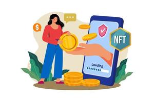 NFT trading Illustration concept on white background vector