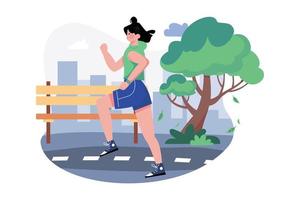 Jogging woman outdoors. Girl running in sportswear. Morning jog in park.  Flat vector illustration. Healthy lifestyle and fitness concept 8384742  Vector Art at Vecteezy