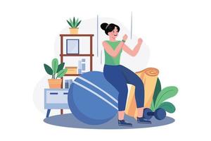 Do exercise with gym ball roll-out Illustration concept on white background