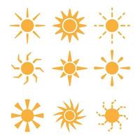 conjunto de icono de elemento de sol vector