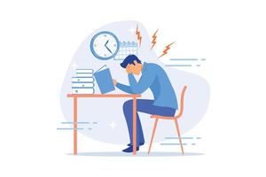 Terrible time crunch, cramming material before tests, examination. Exams and test results, personal exam timetable, exam stress and anxiety concept. flat vector modern illustration