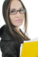 business woman hold papers and folder photo