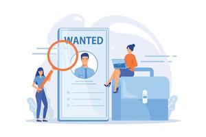 Modern job search. Staff hiring, online recruitment, freelance profession. Applicant studying help wanted poster. Freelancer looking for orders. flat vector modern illustration
