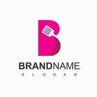 B Initial Logo With Spatula Symbol For Breakfast, Restaurant And Cafe Icon vector