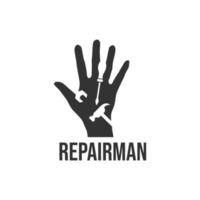 Silhouette of open hand repair tool negative style design vector