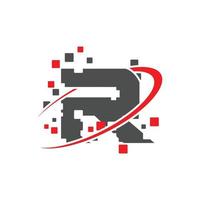 Letter R data tech logo design concept and idea vector