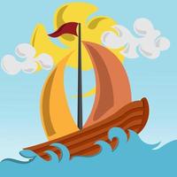 Sailing boat illustration on the ocean vector