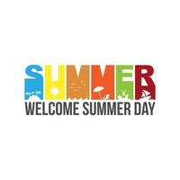 Summer type font design with negative space style vector illustration