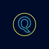 Circle IT logo letter Q tech software digital logo vector