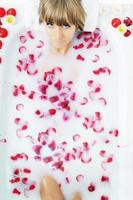 woman bath flower photo