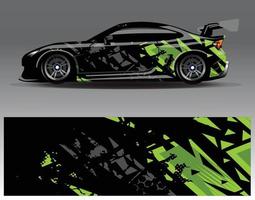 vector de diseño de envoltura de coche. Diseños de kits de fondo de carreras de franjas abstractas gráficas para envolver vehículos carrera de autos rally aventura y librea